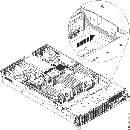 Installing the front I2C cable in the cable channel